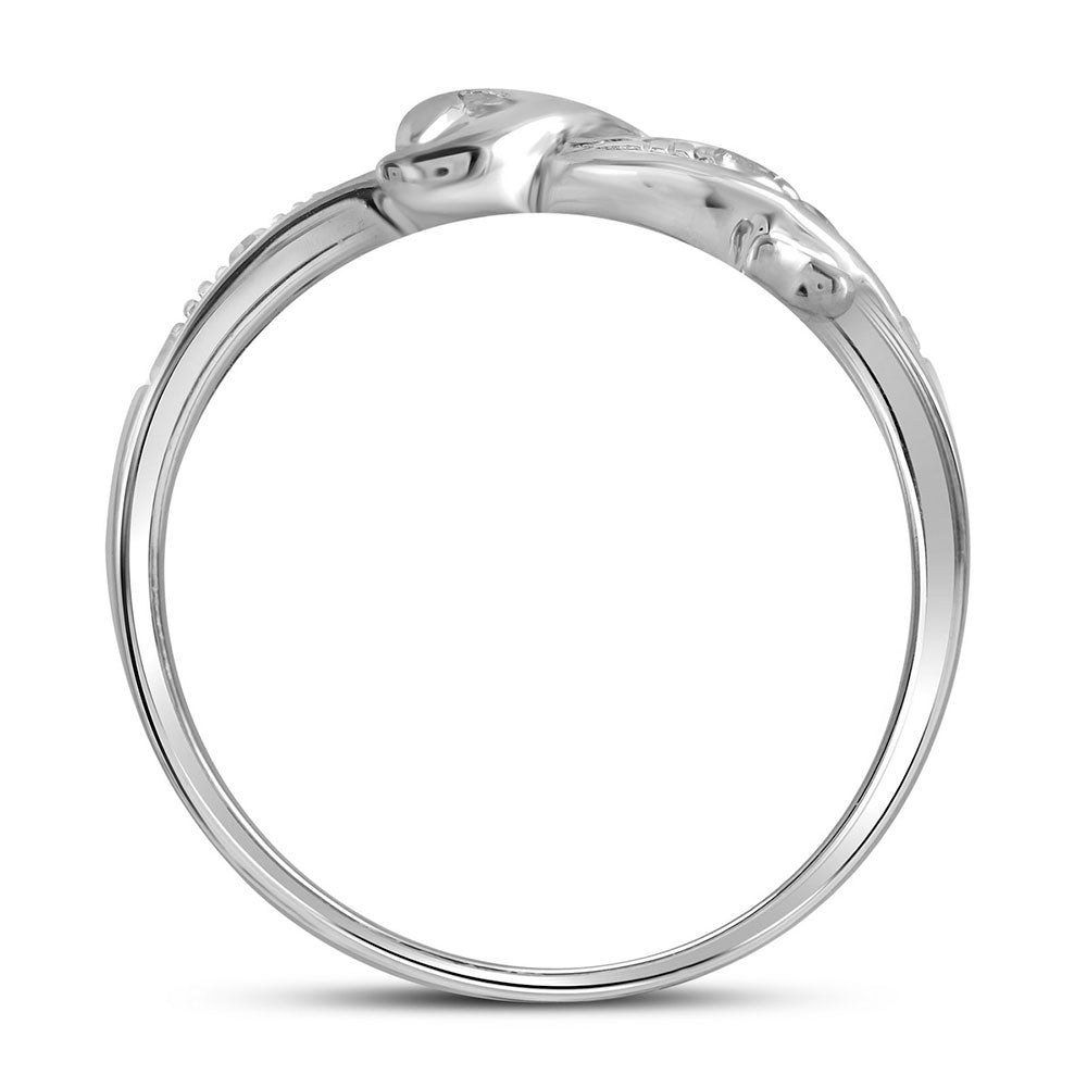 10kt White Gold Womens Round Diamond Dolphin Ring 1/20 Cttw