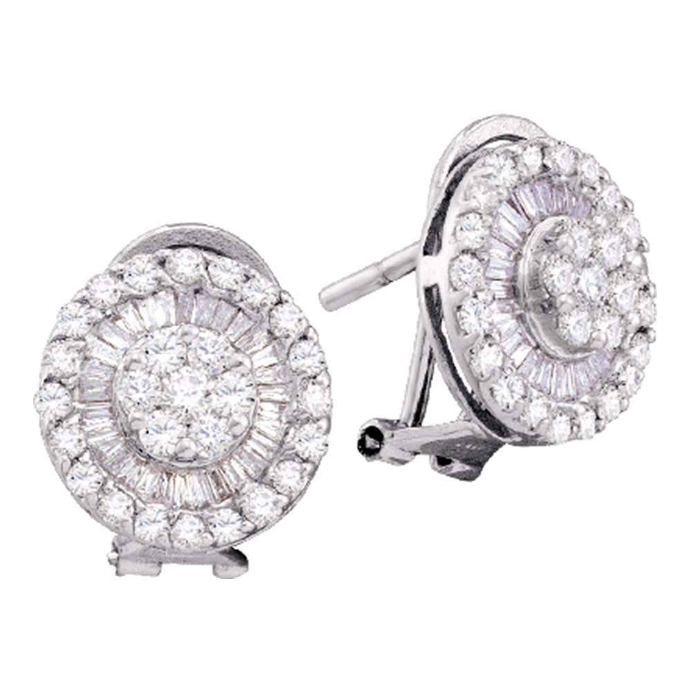 14kt White Gold Womens Round Diamond Cluster French-clip Earrings 1 Cttw