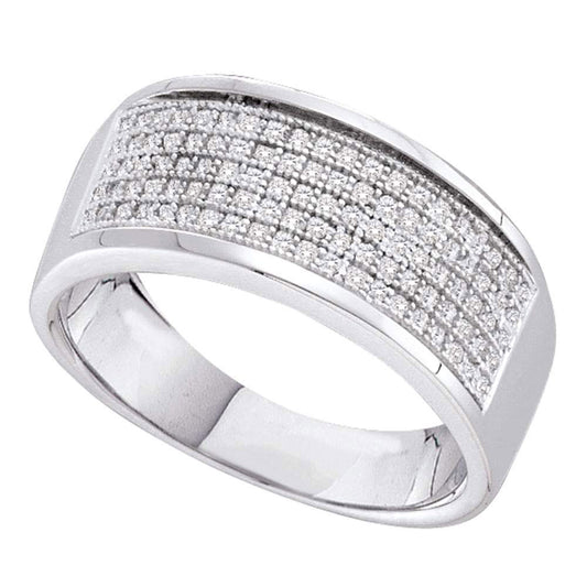 Sterling Silver Womens Round Diamond Five Row Wedding Band 1/3 Cttw