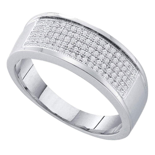 Sterling Silver Mens Round Diamond Band Ring 1/3 Cttw